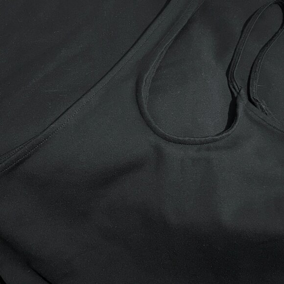 Abercrombie & Fitch Asymmetrical One-Shoulder Ponte Mini Little Black Dress - Picture 6 of 7